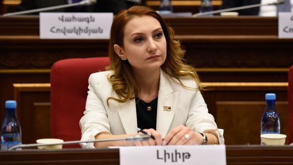 Руководитель фракции Мой Шаг Лилит Макунц на заседании парламента Армении (15 января 2019). Еревaн - Sputnik Армения