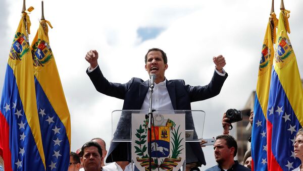 Председатель НС Венесуэлы Хуан Гуайдо во время митинга против правительства президента Николаса Мадуро (23 января 2019). Каракас - Sputnik Արմենիա