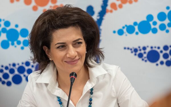 Пресс-конференция супруги премьер-министра Анны Акопян (21 февраля 2019). Еревaн - Sputnik Армения