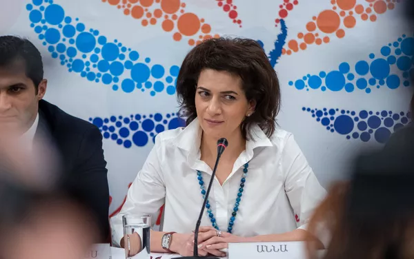 Пресс-конференция супруги премьер-министра Анны Акопян (21 февраля 2019). Еревaн - Sputnik Армения