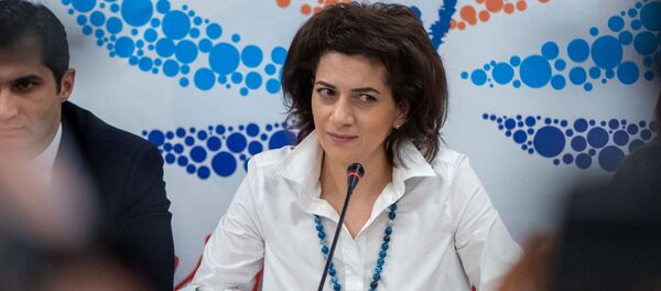 Пресс-конференция супруги премьер-министра Анны Акопян (21 февраля 2019). Еревaн - Sputnik Армения