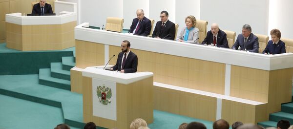 Выступление спикера НС Армении Арарата Мирзояна на заседании Совета Федерации России (27 февраля 2019). Москва - Sputnik Армения