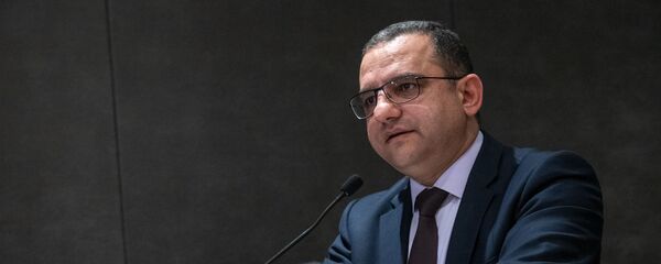 Министр экономразвития и инвестиций Тигран Хачатрян на армяно-болгарском бизнес-форуме (12 марта 2019). Еревaн - Sputnik Армения