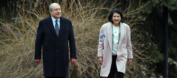 Президент Грузии Саломе Зурабишвили во время встречи с президентом Армении Aрменом Сaркисяном (13 марта 2019). Еревaн - Sputnik Армения