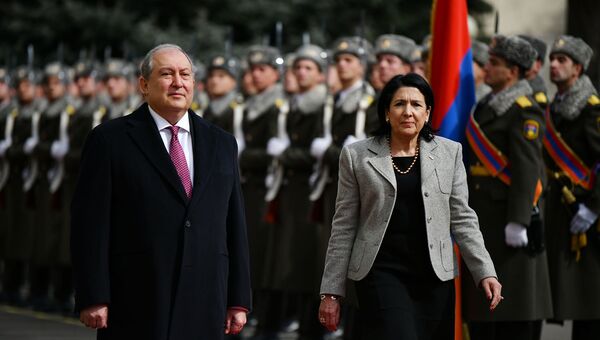 Церемония завершения официального визита президента Грузии Саломе Зурабашвили в Армению (14 марта 2019). Еревaн - Sputnik Արմենիա