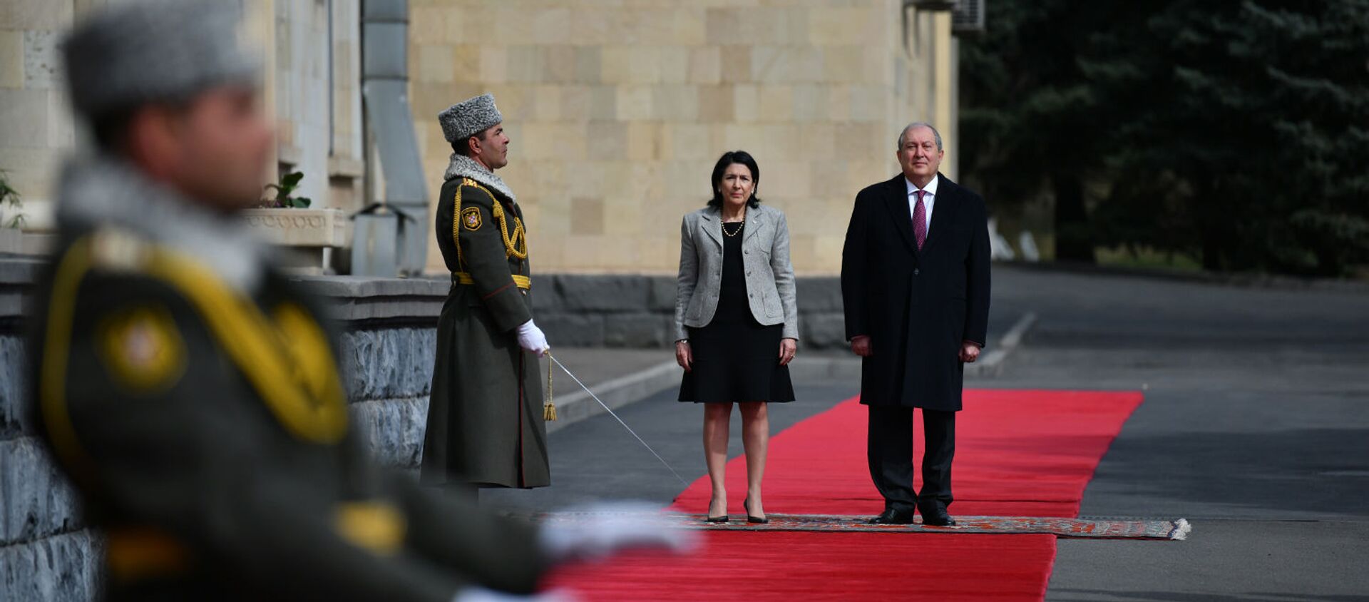 Церемония завершения официального визита президента Грузии Саломе Зурабашвили в Армению (14 марта 2019). Еревaн - Sputnik Արմենիա, 1920, 15.04.2021