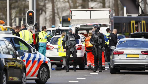 Полицейские силы на месте, где произошла стрельба (18 марта 2019). Утрехт, Нидерланды - Sputnik Արմենիա