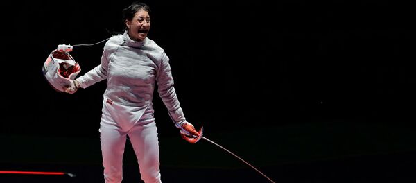 Яна Егорян празднует победу над Ольгой Харлан в полуфинале женского индивидуального сабельного фехтования на летних Олимпийских играх 2016 года (8 августа 2016). Рио-де-Жанейро Яна Егорян празднует победу над Ольгой Харлан в полуфинале женского индивидуального сабельного фехтования на летних Олимпийских играх 2016 года (8 августа 2016). Рио-де-Жанейро - Sputnik Արմենիա