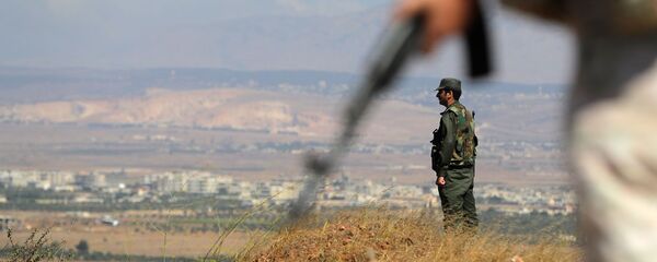 Солдат сирийской армии на страже возле границы с Голанскими высотами (17 августа 2018). Деревня Таль-Крум, Сирия  - Sputnik Армения