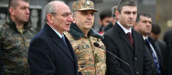 Речь президента Карабаха Бако Саакян на церемонии открытия мемориала в память павших в апрельской войне солдат (1 апреля 2019). Село Магавуз - Sputnik Արմենիա