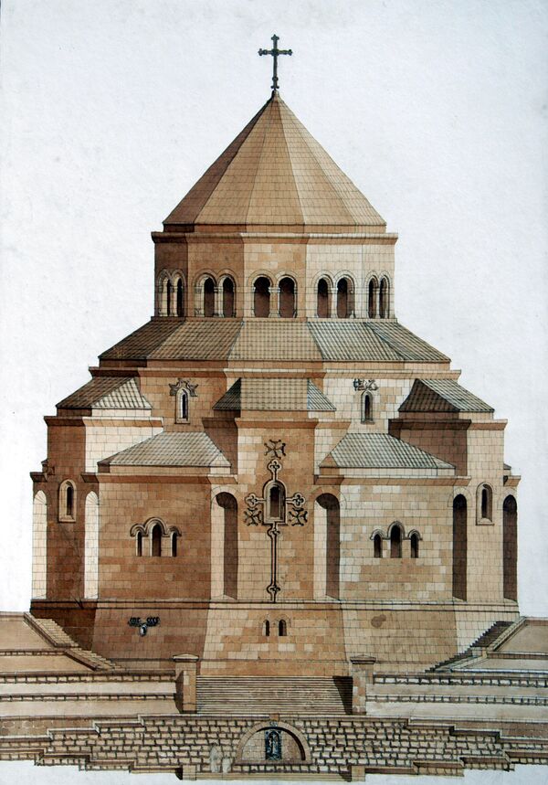 Новое сердце: в Степанакерте освятили церковь по образу Звартноца и с символом Арарата - Sputnik Армения