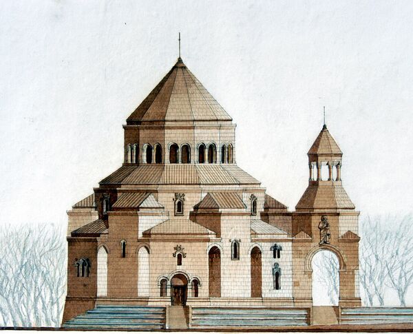 Новое сердце: в Степанакерте освятили церковь по образу Звартноца и с символом Арарата - Sputnik Армения