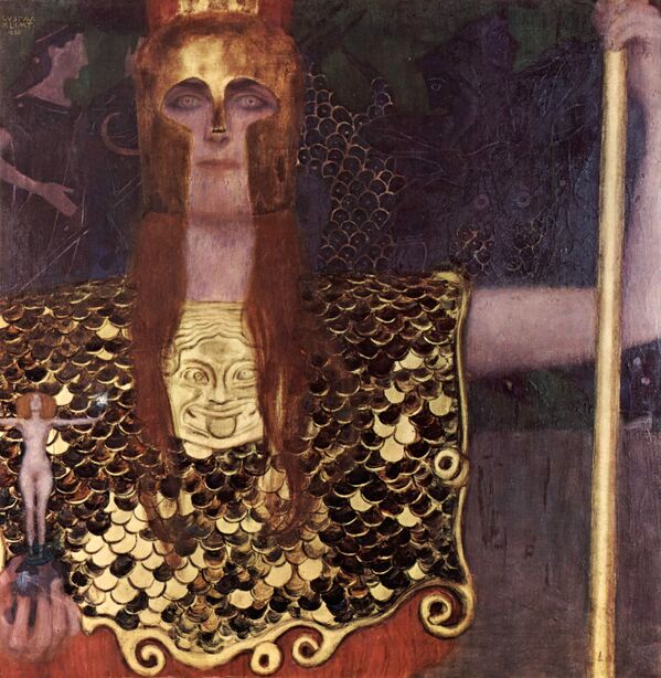 Գուստավ Կլիմտի «Աթենաս Պալլաս» նկարը։ Աթենասը իմաստունության, ողջախոհության, զինվորական մարտավարության և ռազմավարության հին հունական աստվածուհին է։ - Sputnik Արմենիա