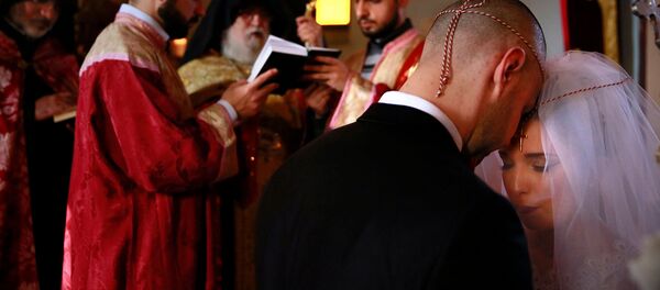 Традиционная армянская свадьба в церкви Святого Григория Просветителя, Иерусалим Традиционная армянская свадьба в церкви Святого Григория Просветителя, Иерусалим - Sputnik Արմենիա