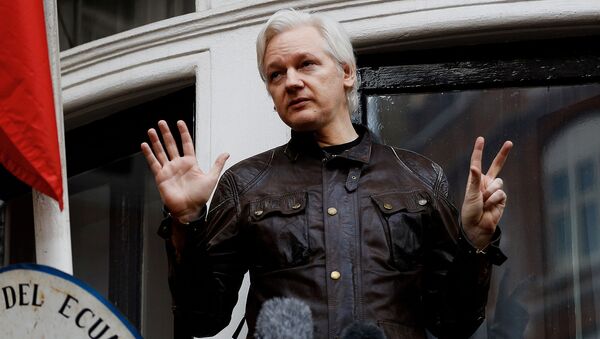 Основатель WikiLeaks Джулиан Ассанж на балконе посольства Эквадора в Великобритании (19 мая 2017). Лондон - Sputnik Արմենիա