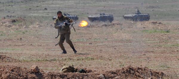 Масштабные учения Объединенной армяно-российской группировки войск (12 апреля 2019). Полигон им. Маршала Баграмяна - Sputnik Армения