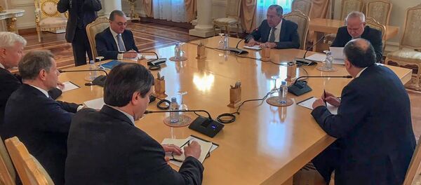 Встреча министров иностранных дел Армении, России и Азербайджана Зограба Мнацаканяна, Сергея Лаврова и Эльмара Мамедъярова и сопредседателем МГ ОБСЕ (15 апреля 2019). Москвa Встреча министров иностранных дел Армении, России и Азербайджана Зограба Мнацаканяна, Сергея Лаврова и Эльмара Мамедъярова и сопредседателем МГ ОБСЕ (15 апреля 2019). Москвa - Sputnik Արմենիա