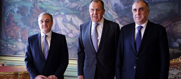 Встреча министров иностранных дел Армении, России и Азербайджана Зограба Мнацаканяна, Сергея Лаврова и Эльмара Мамедъярова (15 апреля 2019). Москвa - Sputnik Արմենիա