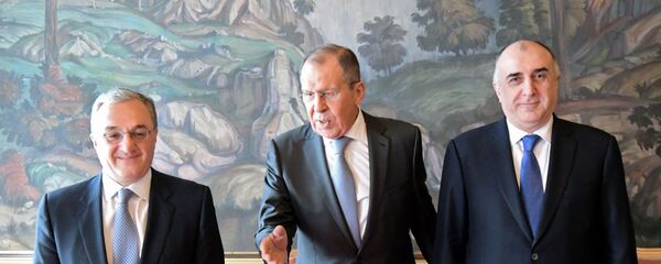 Встреча министров иностранных дел Армении, России и Азербайджана Зограба Мнацаканяна, Сергея Лаврова и Эльмара Мамедъярова (15 апреля 2019). Москвa - Sputnik Արմենիա