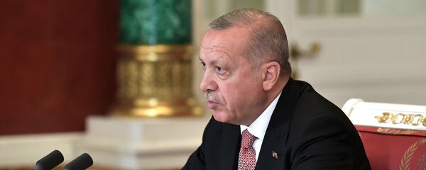 Президент Турции Реджеп Тайип Эрдоган на пресс-конференции по итогам российско-турецких переговоров (8 апреля 2019). Москвa - Sputnik Армения