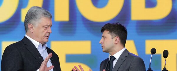 Дебаты между кандидатами в президенты Петром Порошенко и Владимиром Зеленским в НСК Олимпийский (19 апреля 2019). Киев - Sputnik Արմենիա