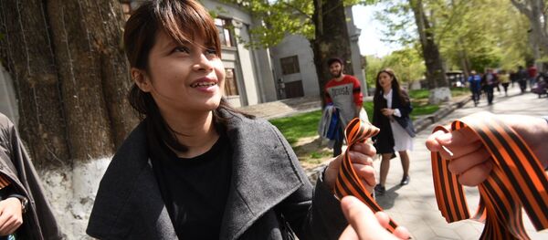 Акция Георгиевская ленточка в Ереване - Sputnik Արմենիա