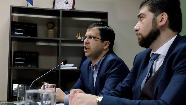 Адвокат Давида Санасаряна Арсен Сардарян на пресс-конференции (30 апреля 2019). Еревaн - Sputnik Армения