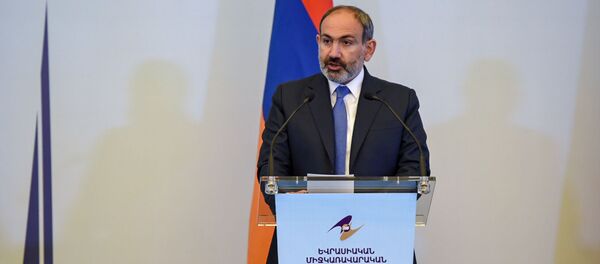 Премьер-министр Армении Никол Пашинян на пресс-конференции по итогам заседания Евразийского межправительственного совета (30 апреля 2019). Еревaн - Sputnik Արմենիա