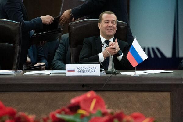 Премьер министр России Дмитрий Медведев на заседании Евразийского межправительственного совета (30 апреля 2019). Еревaн - Sputnik Армения