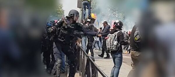 Kадры избиения журналистки МИА Россия Сегодня парижской полицией - Sputnik Армения