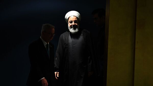 Президент Ирана Хасан Роухани перед началом выступления в ходе общих прений 73-й сессии Генеральной Ассамблеи ООН (25 сентября 2018). Нью-Йорк - Sputnik Армения