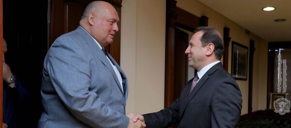 Министр обороны Давид Тоноян принял делегацию Комитета по обороне и безопасности Совета Федерации РФ во главе с Сергеем Аренином (15 мая 2019). Еревaн - Sputnik Армения