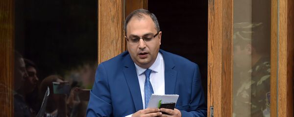 Депутат Владимир Варданян перед зданием Дома правительства Армении (20 мая 2019). Еревaн - Sputnik Արմենիա