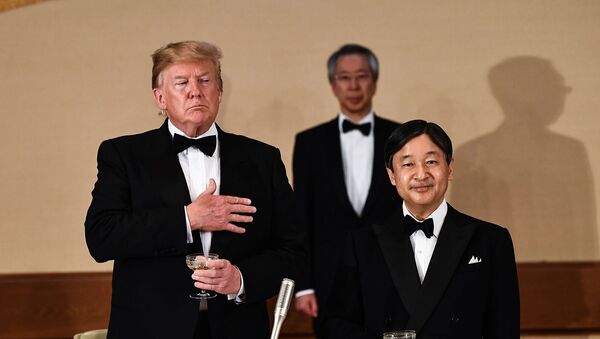 Президент США Дональд Трамп и Император Японии Нарухито в Императорском дворце (27 мая 2019). Токио - Sputnik Армения