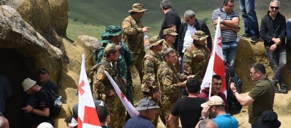 Акция протеста в грузинском монастыре Давид-Гареджи  - Sputnik Արմենիա