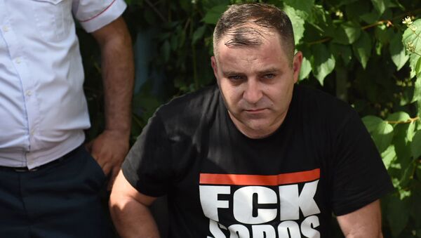 Нарек Малян на акции протеста против деятельности фонда Сороса в Армении (3 июня 2019). Еревaн - Sputnik Արմենիա