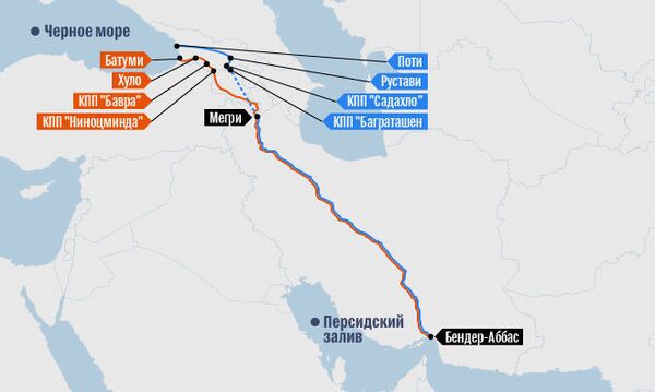 Транспортные коридоры, связывающие Грузию и Иран при помощи автомагистрали Север-Юг - Sputnik Армения