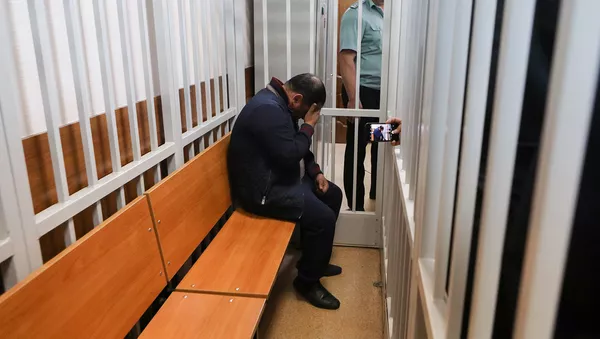 Избрание меры пресечения в Красногорском городском суде Московской области Сергею Ходжаеву (Ходжаяну) подозреваемого в убийстве ветерана боевых действий Никиты Белянкина (5 июня 2019). Москвa - Sputnik Армения