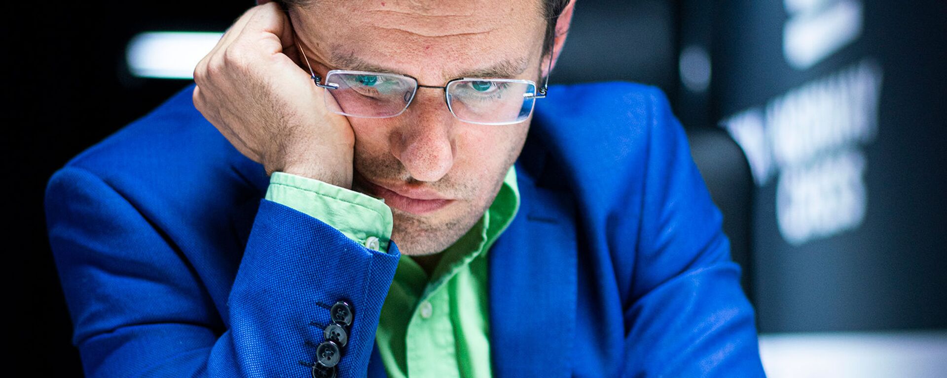 Гроссмейстер Левон Аронян во время партии с Магнусом Карлсеном в турнире Altibox Norway Chess 2019 (5 июня 2019). Ставангер, Норвегия - Sputnik Արմենիա, 1920, 03.08.2021