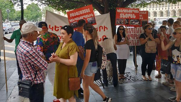 Акция протеста против директора Ереванского зоопарка перед Домом правительства (7 июня 2019). Еревaн - Sputnik Արմենիա