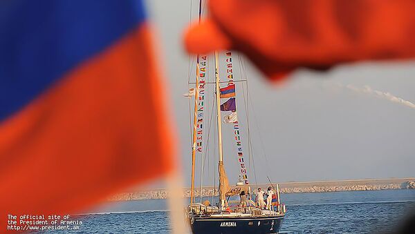 Торжественная церемония завершения кругосветного путешествия парусника «Армения» (11 августа 2011). Кипр - Sputnik Արմենիա