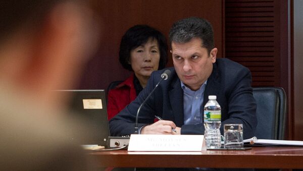 Мовсес Абелян на выездном заседании с генсекретарем и старшими сотрудниками секретариата ООН (23 апреля 2013). Нью-Йорк - Sputnik Армения