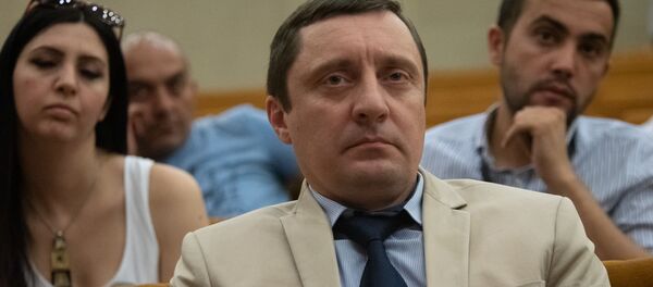 Военный атташе при посольстве России в Армении Андрей Грищук на пресс-конференции Чрезвычайного и Полномочного посла России в Армении Сергея Копыркина (11 июня 2019). Еревaн - Sputnik Արմենիա