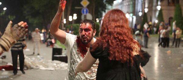 Раненный активист на митинге против визита российского депутата Грузию (21 июня 2019). Тбилиси - Sputnik Армения