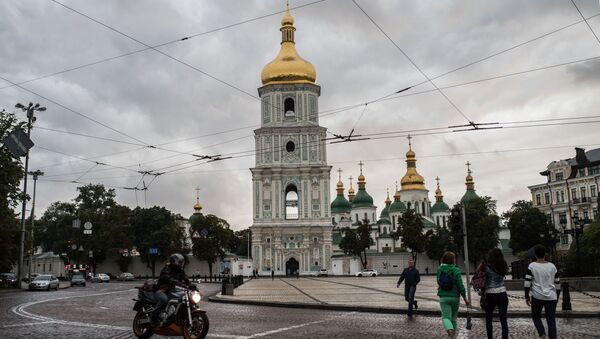 Колокольня Софийского собора на Софийской площади в Киеве - Sputnik Армения