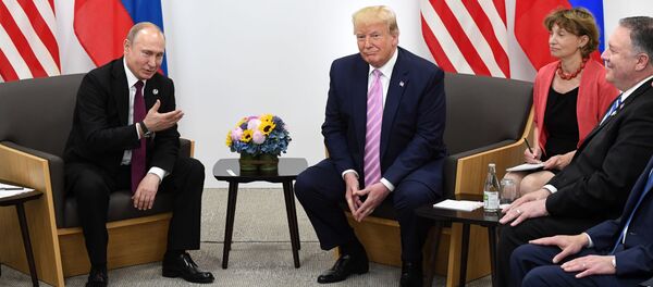 Встреча президентов России и США Владимира Путина и Дональда Трампа на полях саммита G20 (28 июня 2019). Осака - Sputnik Армения