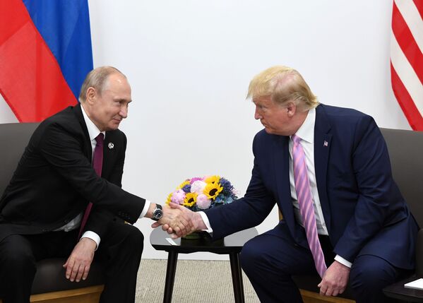 Встреча президентов России и США Владимира Путина и Дональда Трампа на полях саммита G20 (28 июня 2019). Осака - Sputnik Армения