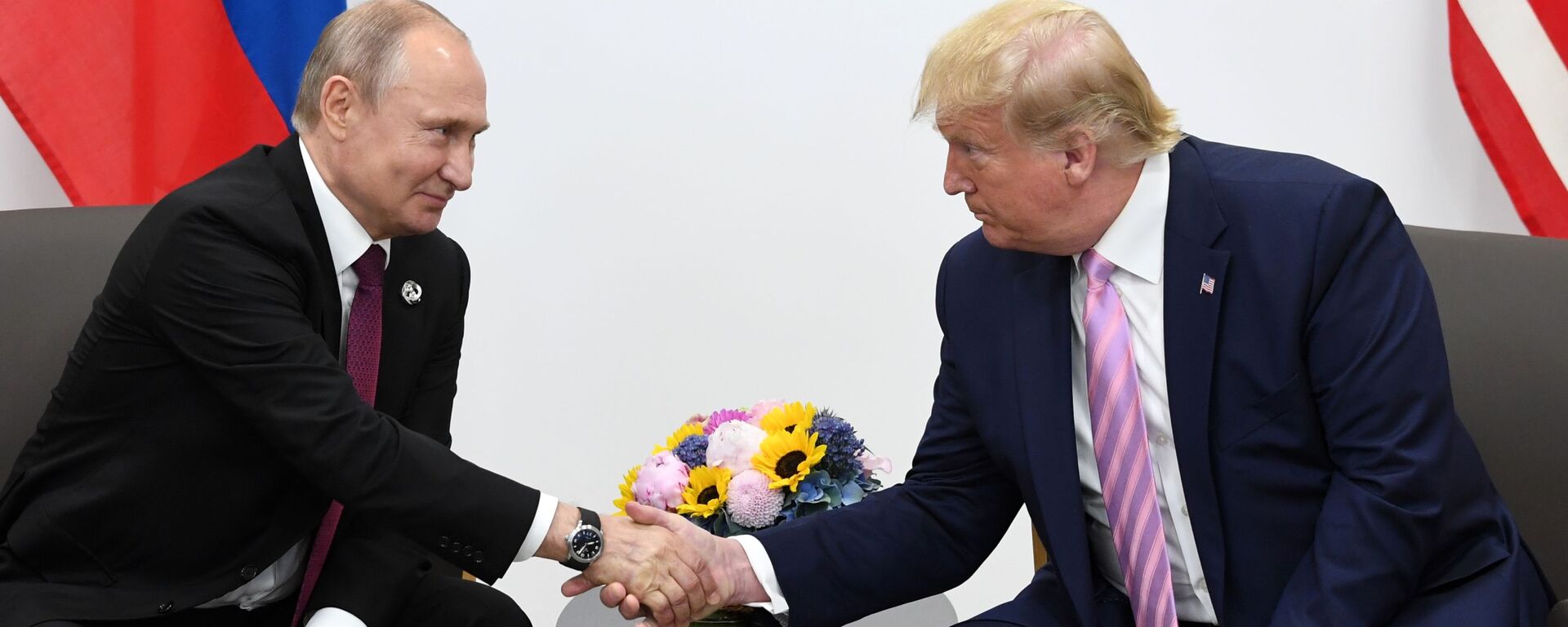 Встреча президентов России и США Владимира Путина и Дональда Трампа на полях саммита G20 (28 июня 2019). Осака - Sputnik Армения, 1920, 29.09.2021