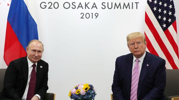 Встреча президентов России и США Владимира Путина и Дональда Трампа на полях саммита G20 (28 июня 2019). Осака - Sputnik Армения