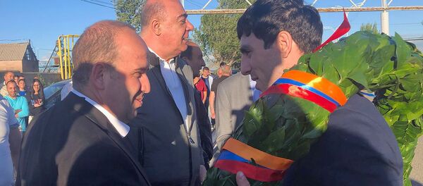 Медалисты Вторых Европейских игр вернулись в северную столицу (1 июля 2019). Гюмри - Sputnik Армения